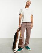 Asos Design Relaxed T-shirt In Beige With Brown Trims-neutral