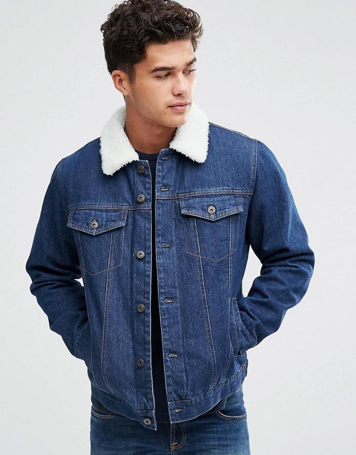 Bellfield Fleece Lined Denim Jacket - Blue