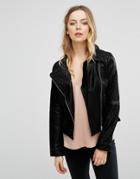 Lavand Biker Jacket With Asymetric Zip - Black