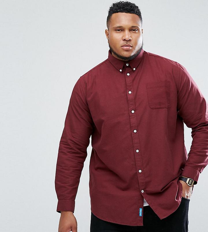 Duke Plus Oxford Shirt In Burgundy - Red