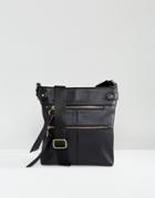 Asos Messenger Bag With Zip Front Detail - Black