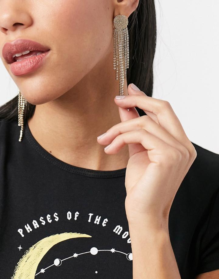 Pieces Drop Crystal Statement Earrings In Gold