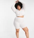 Asos Design Curve Mix & Match Lounge Super Soft Rib Legging Short In Ecru-white