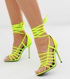 Asos Design Wide Fit Half Way Strappy Stiletto Heeled Sandals - Yellow