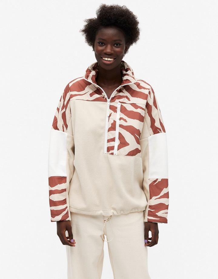 Monki Belice Funnel Neck Sweatshirt In Animal Print-multi