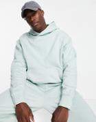 Asos Design Heavyweight Oversized Hoodie In Washed Green - Part Of A Set