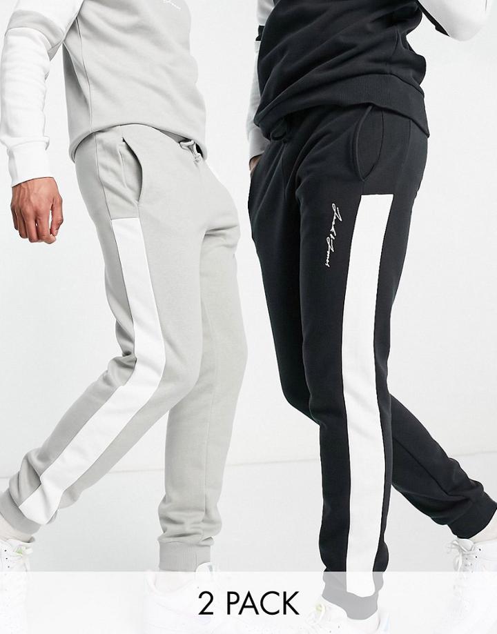 Jack & Jones Originals Color Block Sweatpants In Black & Gray