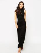 Asos Column Maxi Dress With High Neck - Black