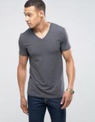 Asos Muscle Fit T-shirt With V Neck And Stretch In Gray - Gray