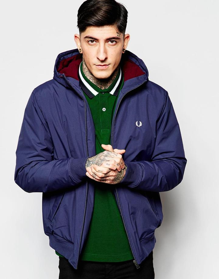 Fred Perry Sailing Jacket With Insulation In Blue - Carbon Blue