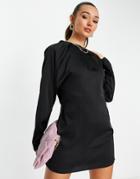 Pretty Lavish Backless Cowl Mini Dress In Black