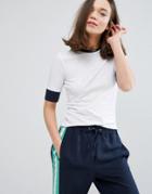 Monki Contrast Rib T-shirt - White