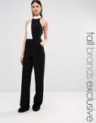 Ttya Black Jemanda Sleeveless High Neck Jumpsuit With Contrast Detail - White