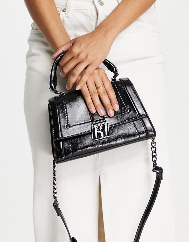 River Island Drenched Mini Tote Bag In Black