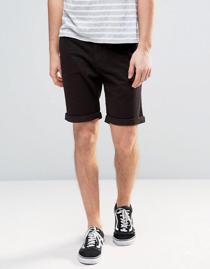 D-struct Turn Up Chino Shorts - Black