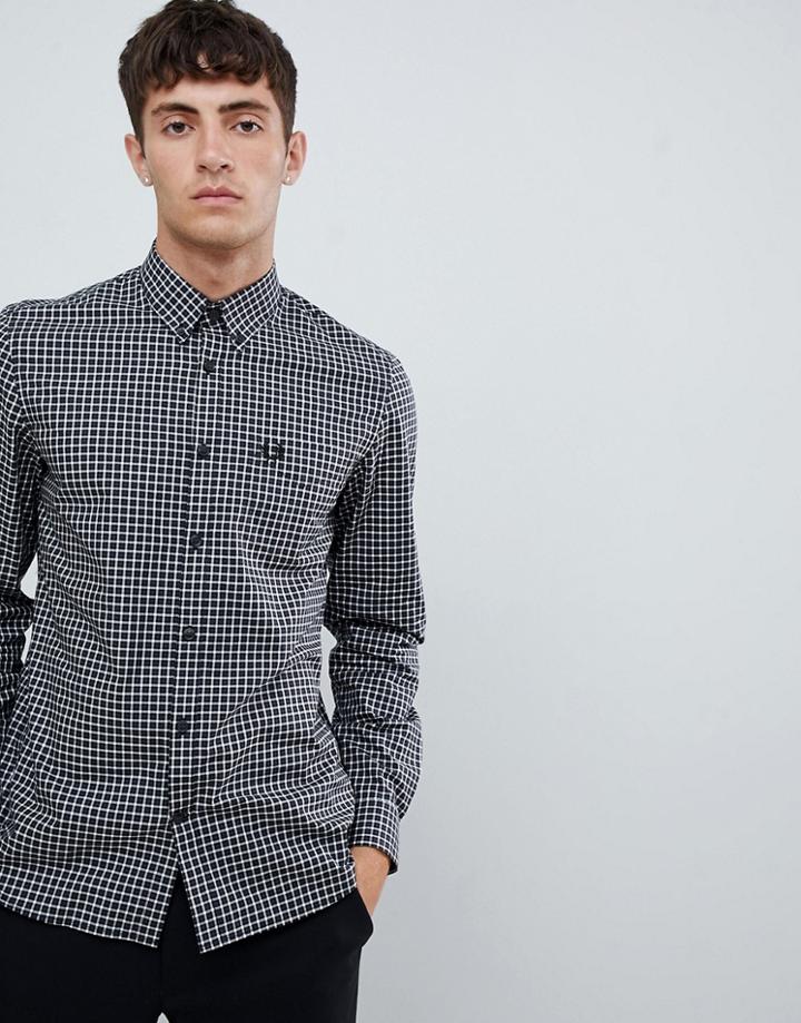 Fred Perry Classic Gingham Shirt In Black - Black