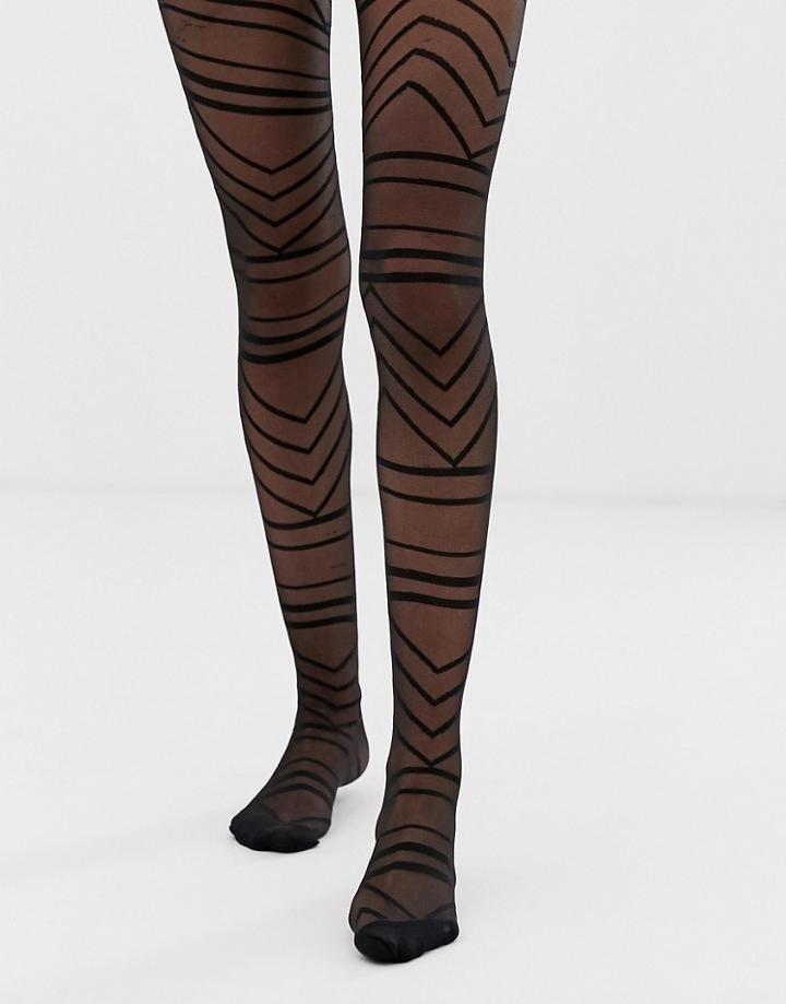 Jonathan Aston Graphic Chevron Tights In Black - Black