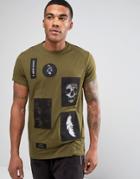 Religion T-shirt With Patches - Green