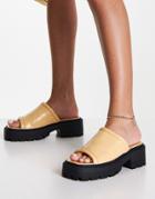 Topshop Patch Chunky Mule Sandal In Natural-neutral