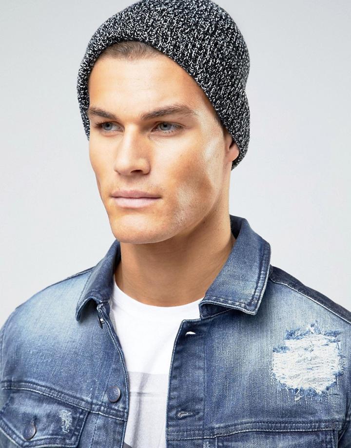 Asos Fisherman Beanie In Black Twist - Black