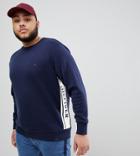 Tommy Hilfiger Plus Side Tape Logo Crewneck Sweatshirt In Navy - Navy
