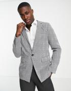 Brave Soul Light Gray Checked Formal Blazer