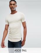 Asos Tall Muscle Longline Rib T-shirt With Curved Hem In Beige - Beige