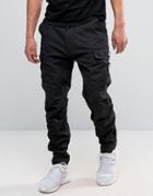 Dxpe Chef Cargo Pants In Black With Military Patches - Black
