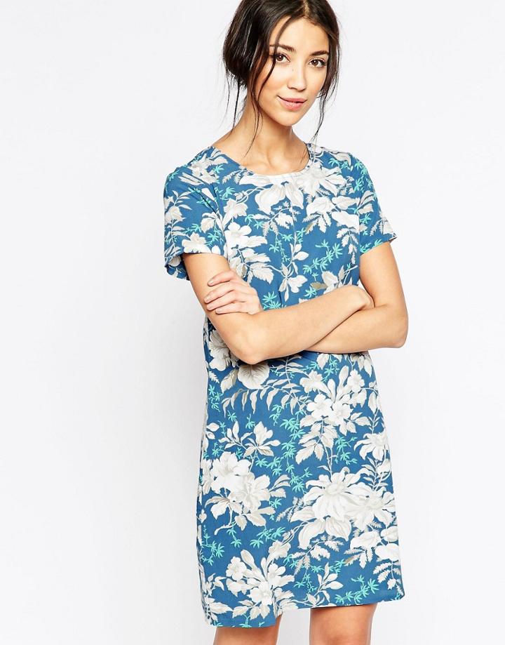 Sugarhill Boutique Shift Dress In Hawaiian Floral Print - Blue