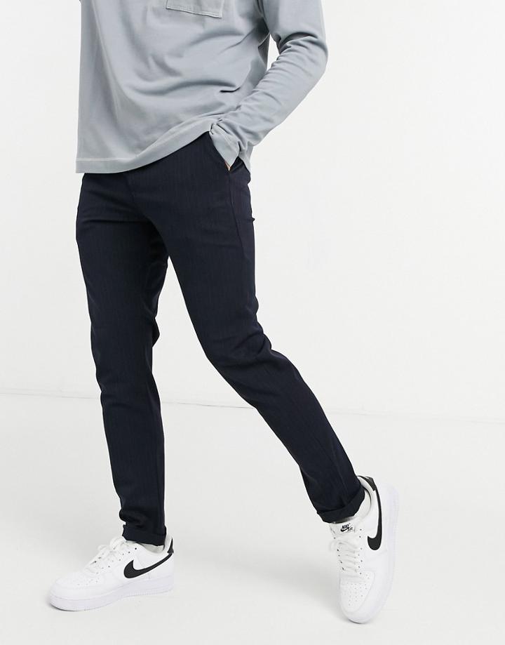 Jack & Jones Pin Stripe Pants In Navy
