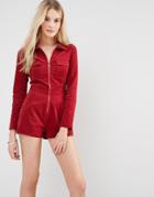 Love & Other Things Corduroy Utility Romper - Red