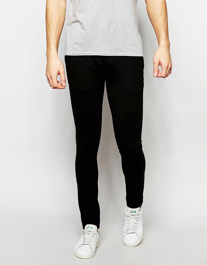 Asos Super Skinny Trousers In Black Jersey - Black