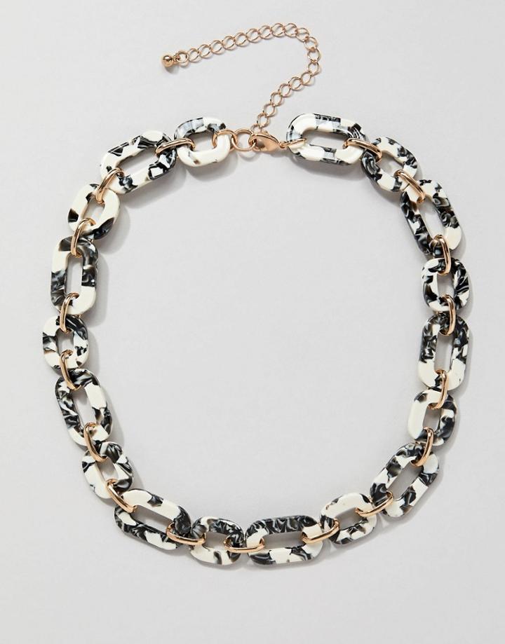 Asos Design Necklace In Resin With Chain In Gold - Multi