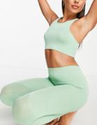 Weekday Cilli Recycled Yoga Seamless Crop Top In Dusty Green