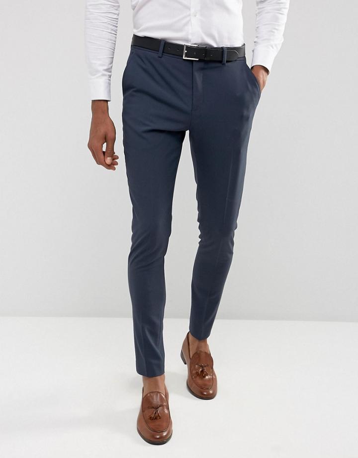 Selected Homme Super Skinny Suit Pants In Stretch In Navy - Navy
