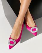Asos Design Laura Embellished Pointed Ballet Flats In Pink Satin