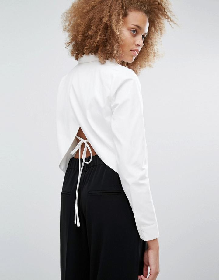 J.o.a Open Back Shirt - White
