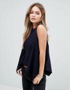 Moon River Flared Side Tank Sweater - Navy