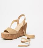 Truffle Collection Wide Fit Tie Leg Wedges - Beige