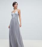 Chi Chi London Tall Cami Strap Embellished Maxi Dress In Gray - Gray