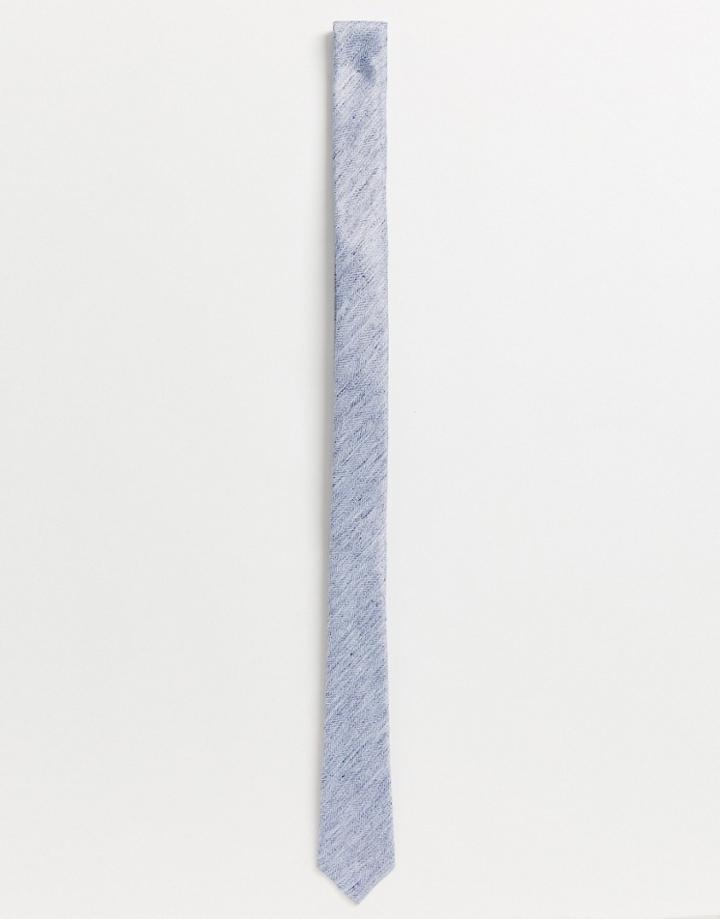 Asos Design Wedding Textured Slim Tie In Blue - Blue