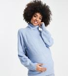 Urban Bliss Maternity High Neck Sweater In Ice Blue