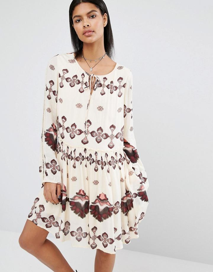 Vila Printed Smock Dress - Beige