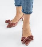 Asos Design Wide Fit Sherry Bow Kitten Heels - Pink