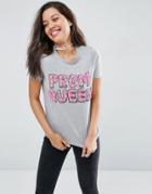 Asos T-shirt With Prom Queen In Sequin - Gray