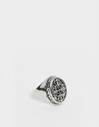 Uncommon Souls Signet Ring With Cross Detail In Silver - Silver