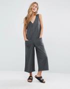Pull & Bear Ribbed Oversized Jumpsuit - Gray