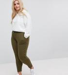 Asos Curve Easy Utility Peg Pants With Paperbag Waist - Green