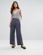 Selected Junee Belted Wide Leg Pants - Blue