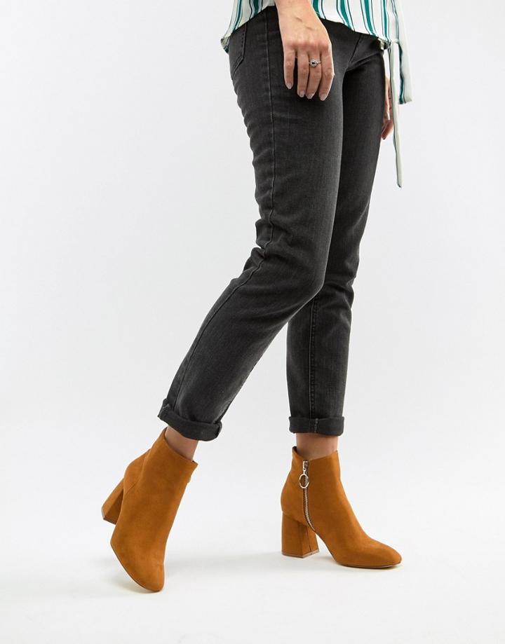 Stradivarius Heeled Ankle Boot In Mustard - Yellow
